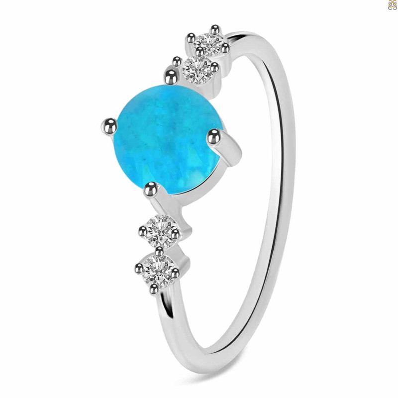 Turquoise & White Topaz Ring