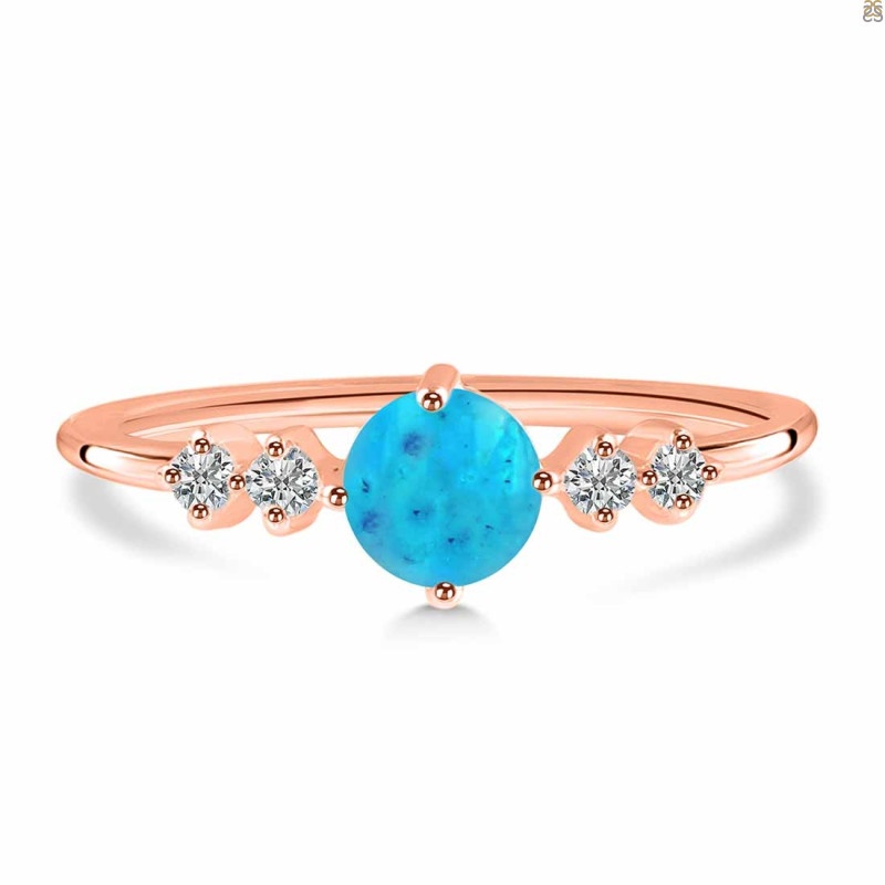 Turquoise & White Topaz Ring TRQ-RDR-3167.