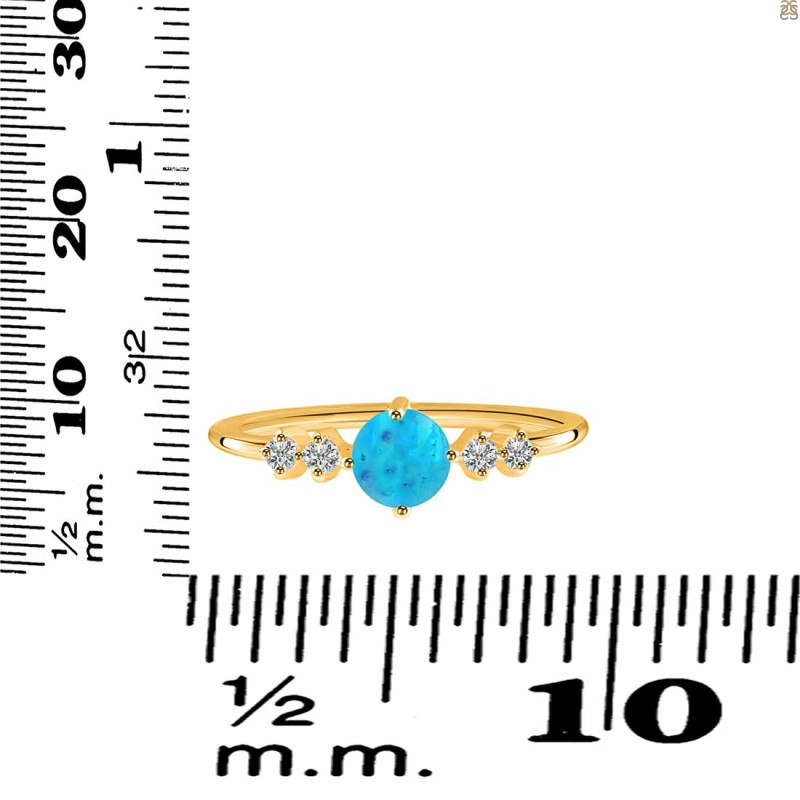 Turquoise & White Topaz Ring TRQ-RDR-3167.