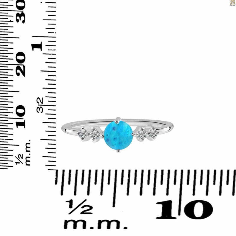Turquoise & White Topaz Ring TRQ-RDR-3167.