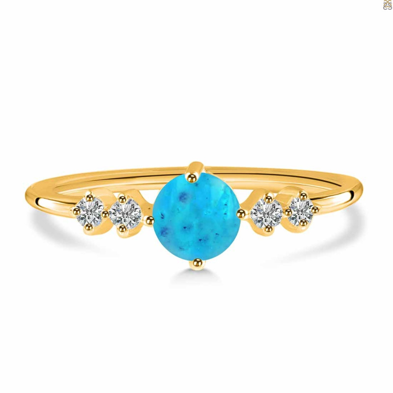 Turquoise & White Topaz Ring TRQ-RDR-3167.