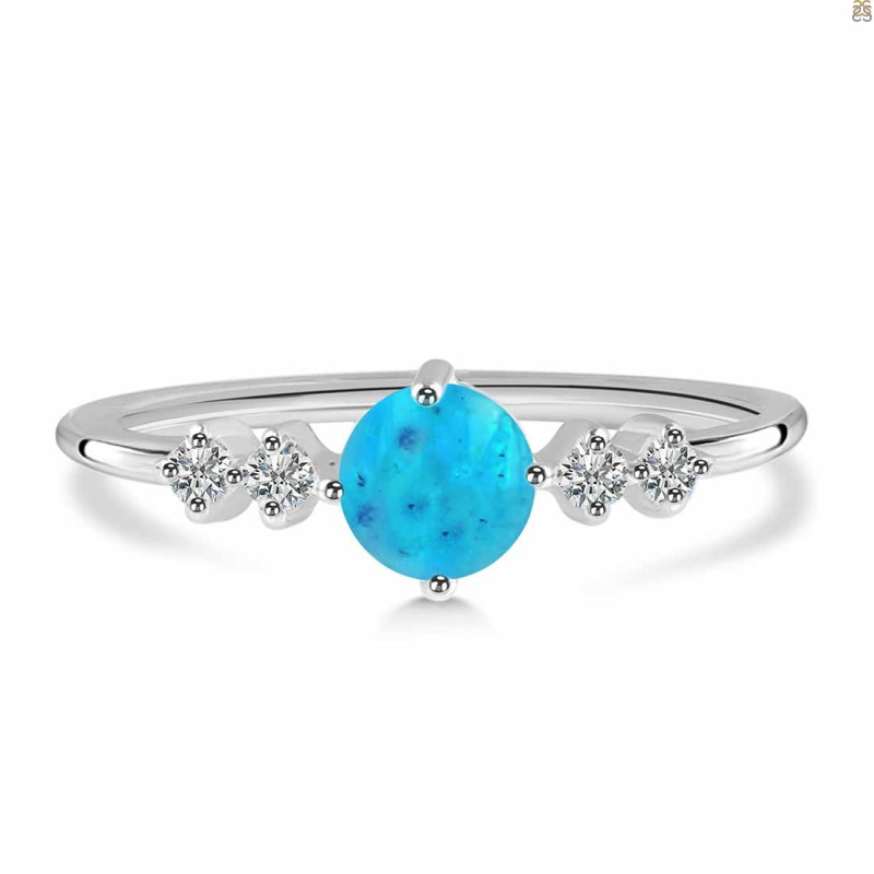 Turquoise & White Topaz Ring TRQ-RDR-3167.