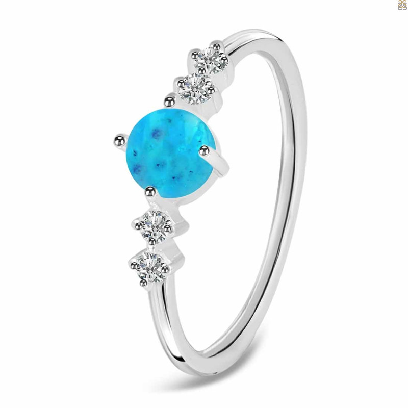 Turquoise & White Topaz Ring