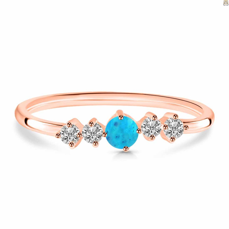 Turquoise & White Topaz Ring TRQ-RDR-3190.