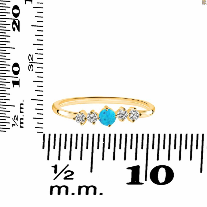 Turquoise & White Topaz Ring TRQ-RDR-3190.