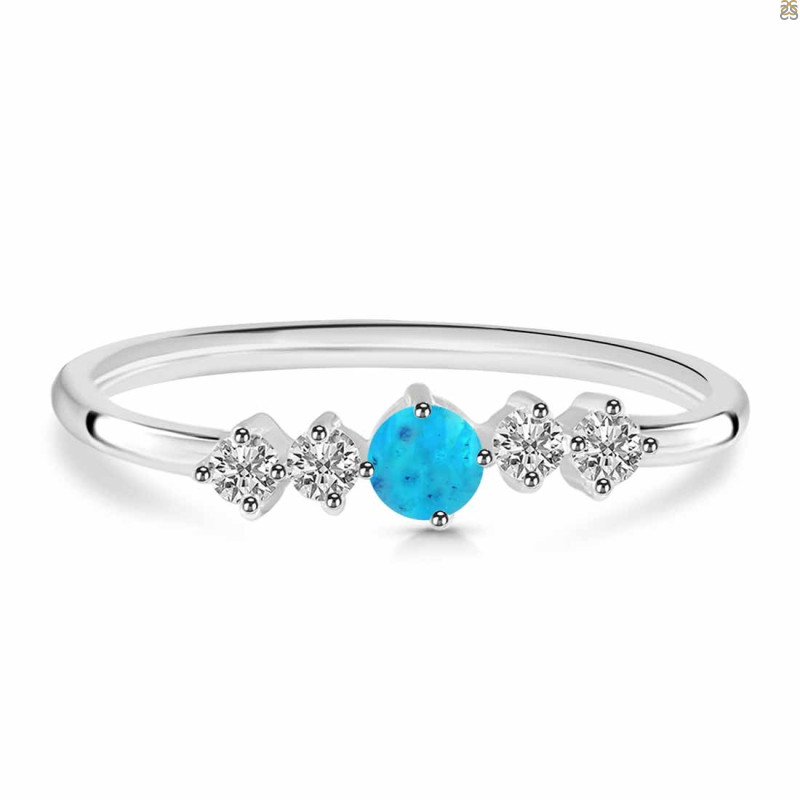 Turquoise & White Topaz Ring TRQ-RDR-3190.
