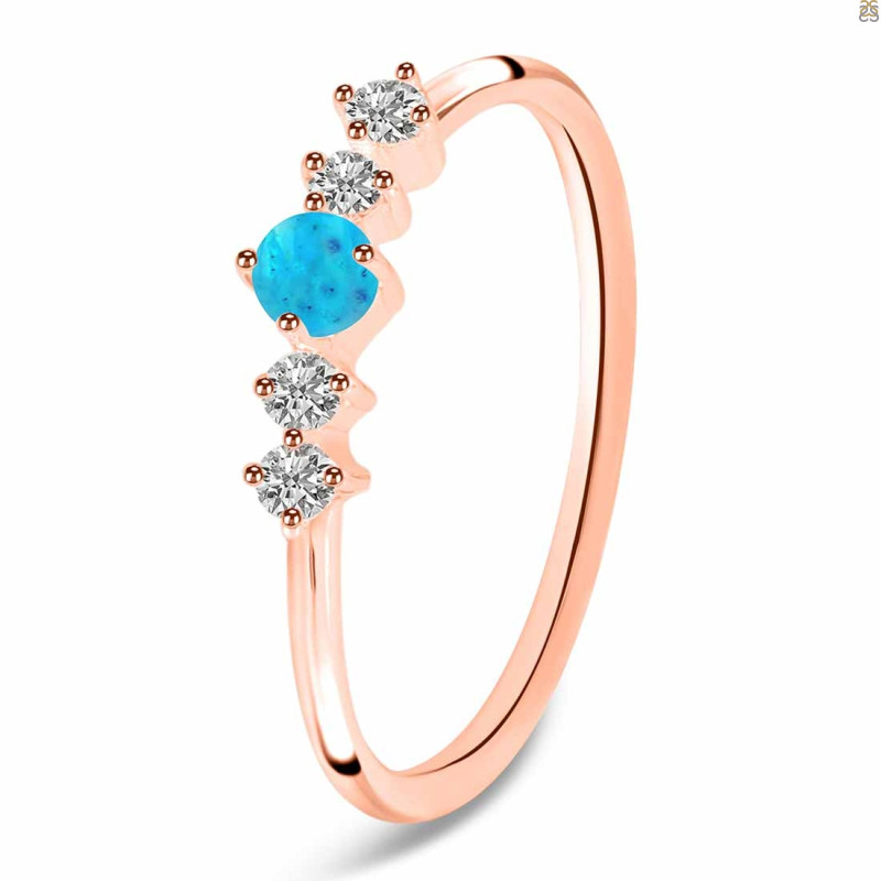 Turquoise & White Topaz Ring TRQ-RDR-3190.