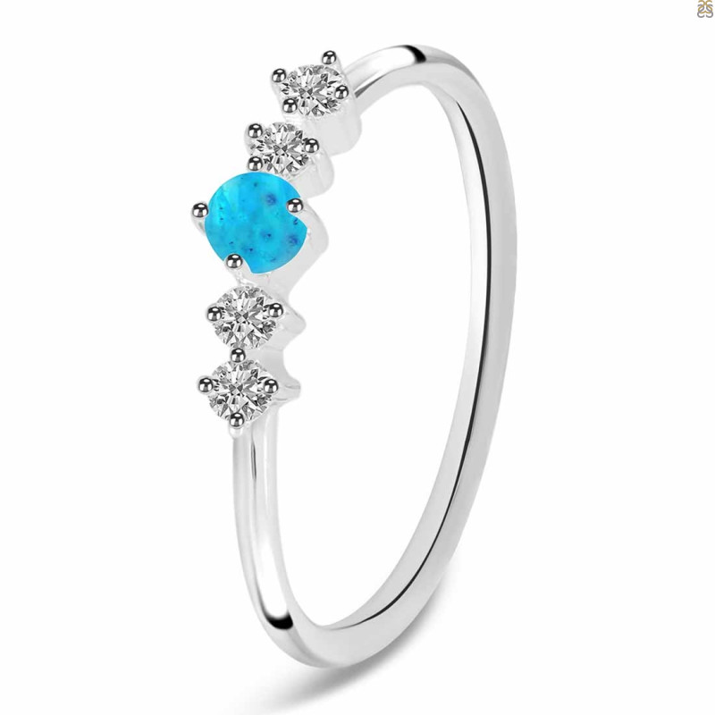 Turquoise & White Topaz Ring