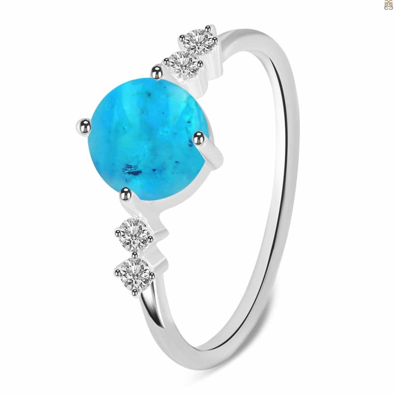 Turquoise & White Topaz Ring