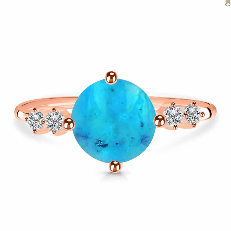 Turquoise & White Topaz Ring TRQ-RDR-3192.