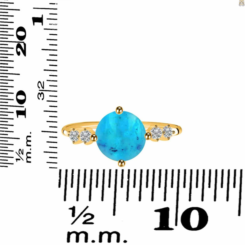 Turquoise & White Topaz Ring TRQ-RDR-3192.