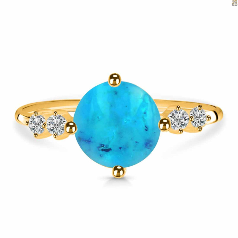 Turquoise & White Topaz Ring TRQ-RDR-3192.