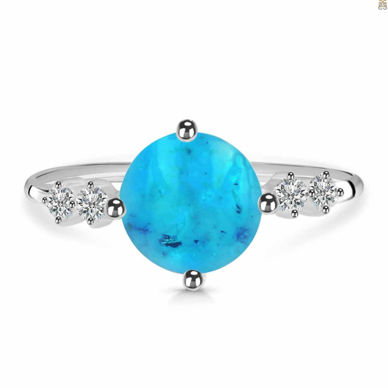 Turquoise & White Topaz Ring TRQ-RDR-3192.