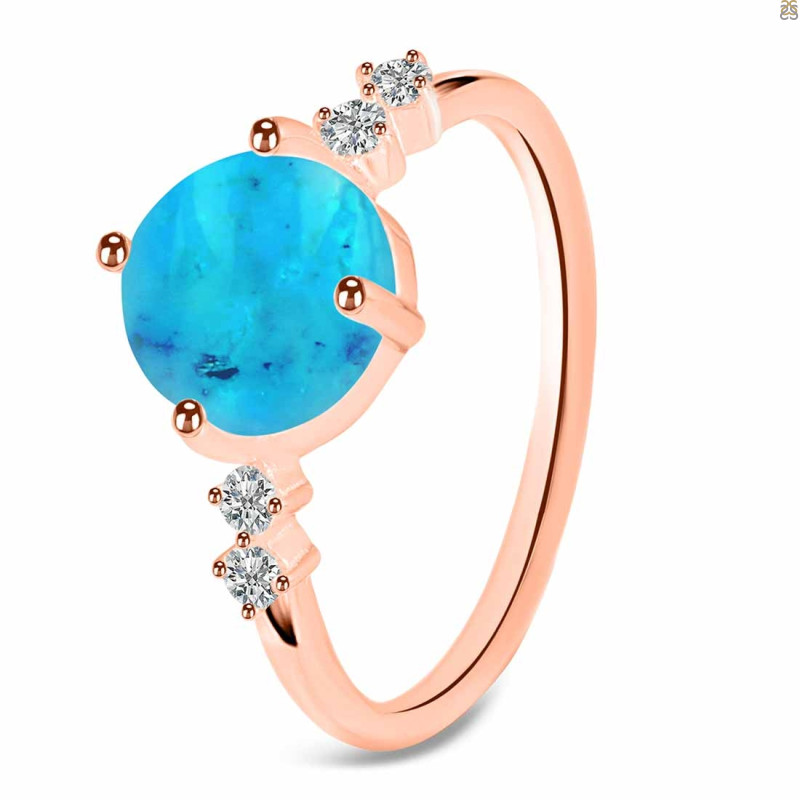 Turquoise & White Topaz Ring TRQ-RDR-3192.