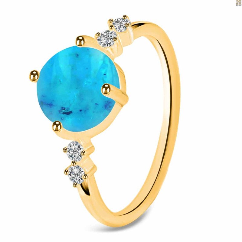 Turquoise & White Topaz Ring TRQ-RDR-3192.