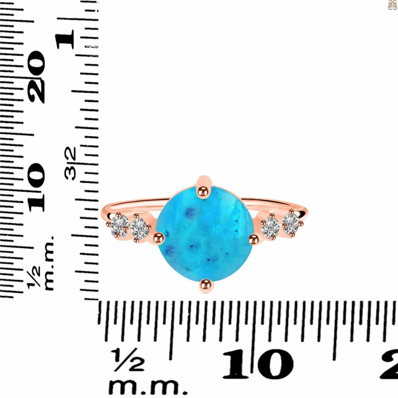Turquoise & White Topaz Ring TRQ-RDR-3193.