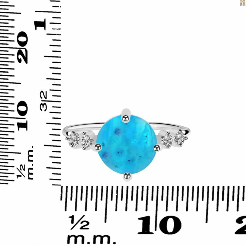 Turquoise & White Topaz Ring TRQ-RDR-3193.