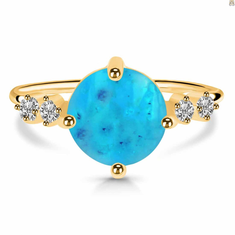 Turquoise & White Topaz Ring TRQ-RDR-3193.