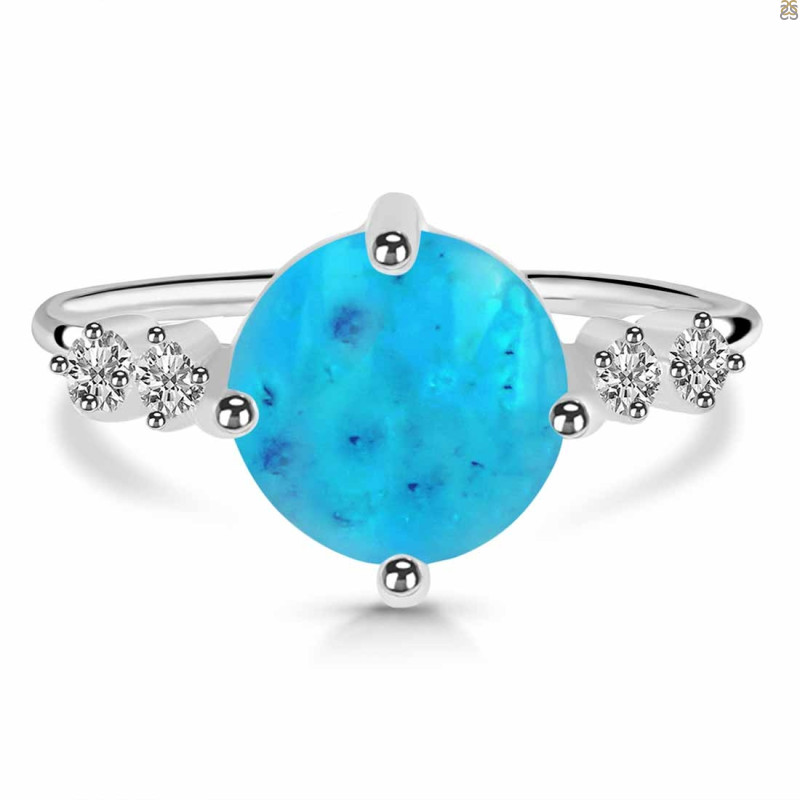 Turquoise & White Topaz Ring TRQ-RDR-3193.