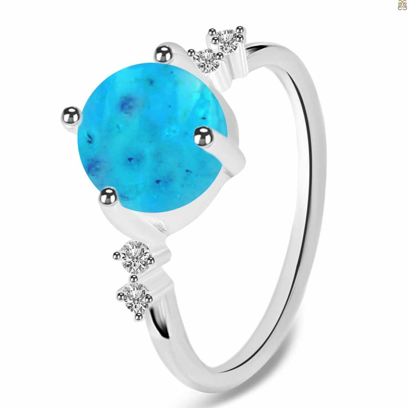 Turquoise & White Topaz Ring