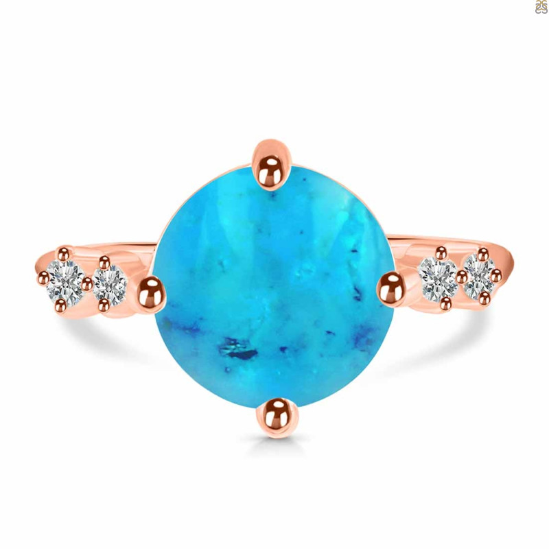 Turquoise & White Topaz Ring TRQ-RDR-3194.