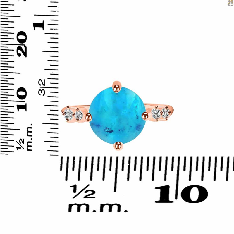 Turquoise & White Topaz Ring TRQ-RDR-3194.