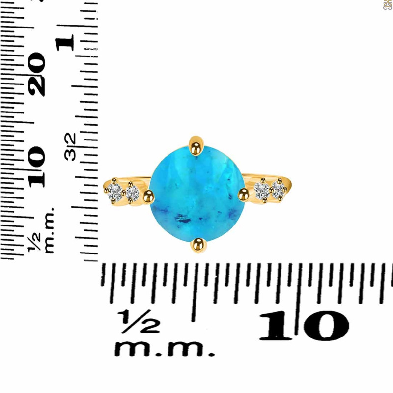 Turquoise & White Topaz Ring TRQ-RDR-3194.