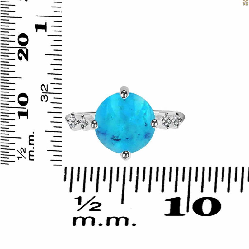 Turquoise & White Topaz Ring TRQ-RDR-3194.