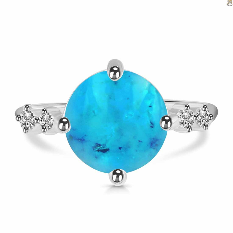 Turquoise & White Topaz Ring TRQ-RDR-3194.