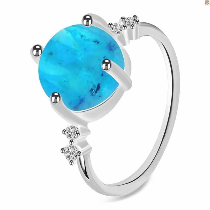 Turquoise & White Topaz Ring
