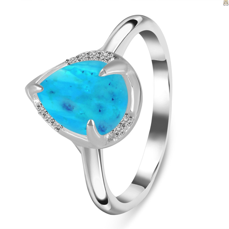 Turquoise & White Topaz Ring