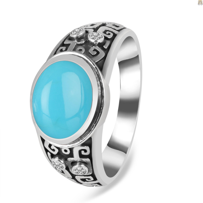 Turquoise & White Topaz Ring