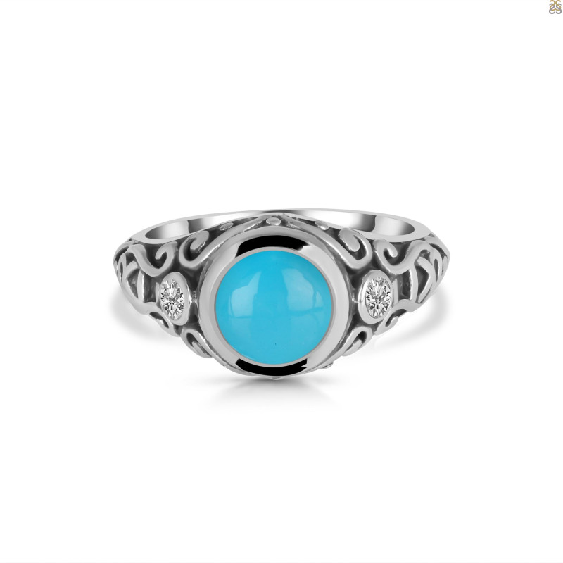 Turquoise & White Topaz Ring TRQ-RDR-330.