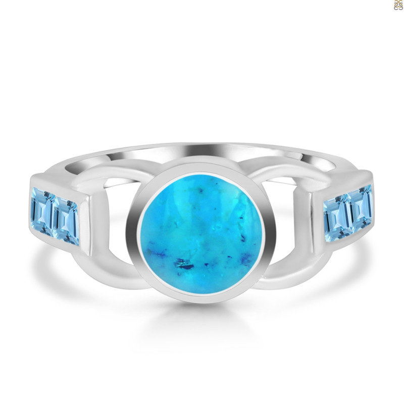 Turquoise & Blue Topaz Ring TRQ-RDR-43.