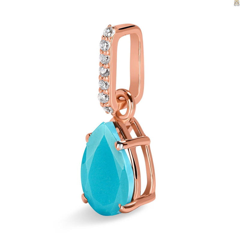Turquoise & White Topaz Pendant TRQ-RP-76.