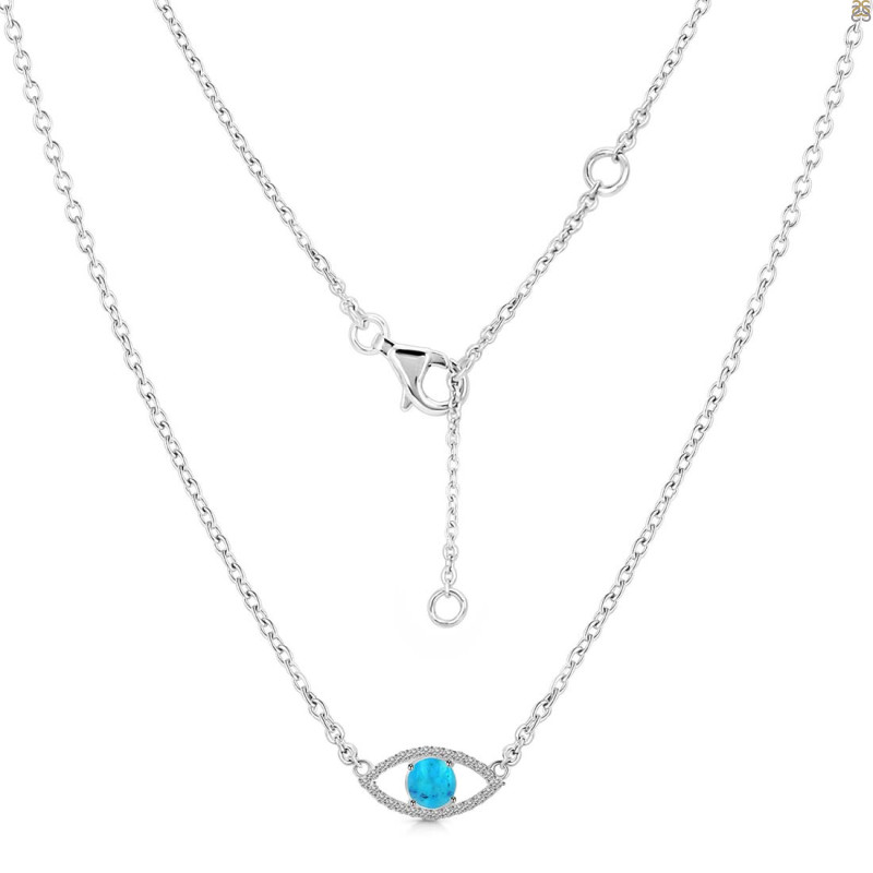 Turquoise & White Topaz Necklace