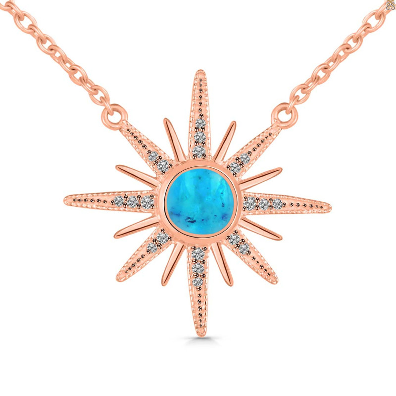 Turquoise & White Topaz Necklace TRQ-RN-18.