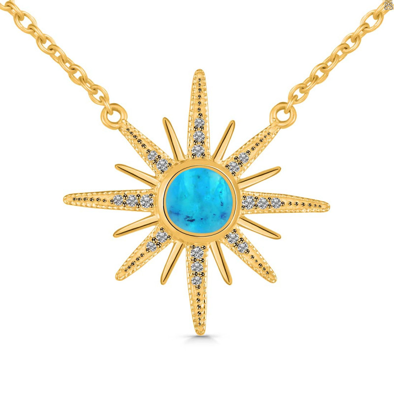 Turquoise & White Topaz Necklace TRQ-RN-18.