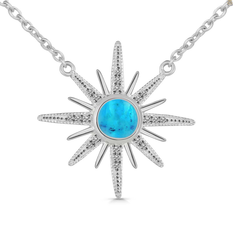 Turquoise & White Topaz Necklace TRQ-RN-18.