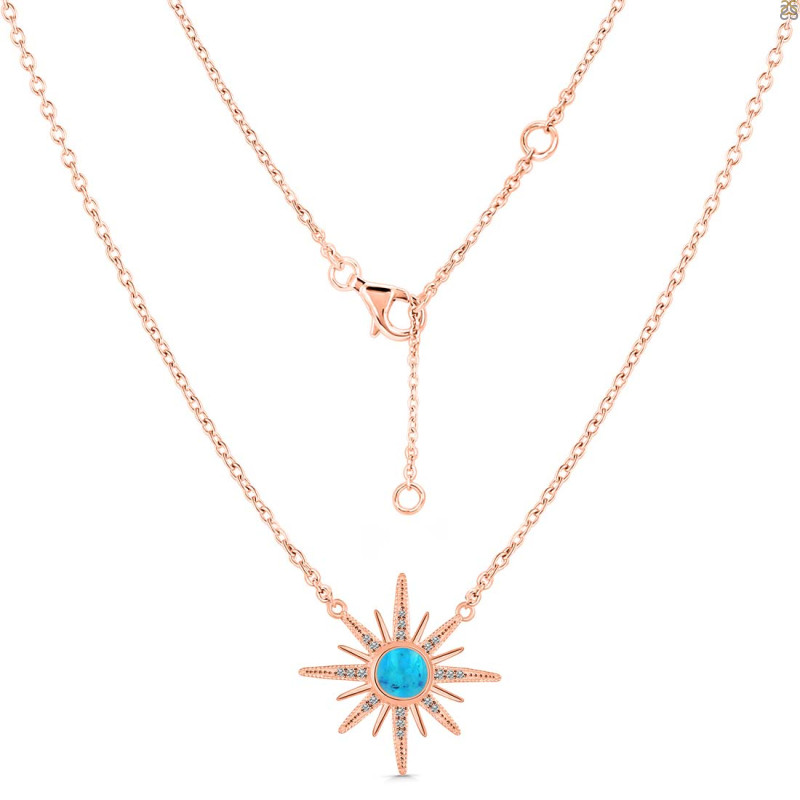 Turquoise & White Topaz Necklace TRQ-RN-18.