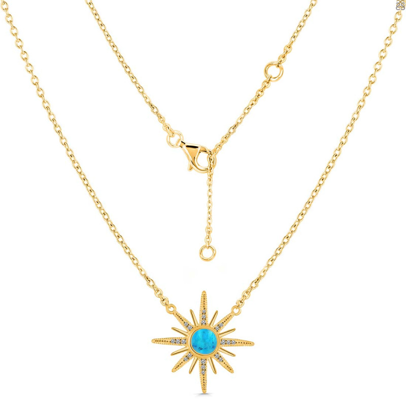 Turquoise & White Topaz Necklace TRQ-RN-18.