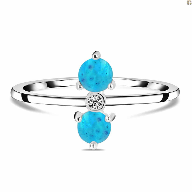 Turquoise & White Topaz Ring TRQ-RR-20.