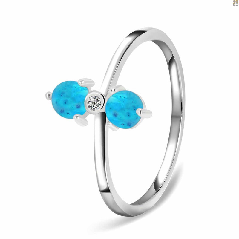 Turquoise & White Topaz Ring