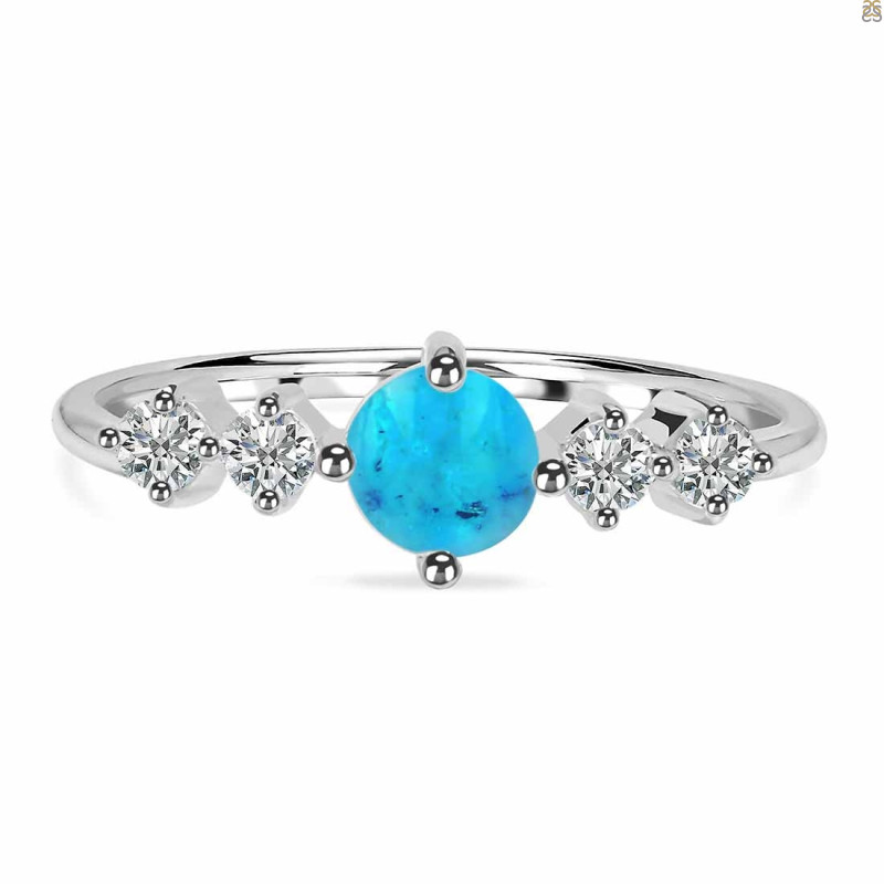 Turquoise & White Topaz Ring TRQ-RR-278.