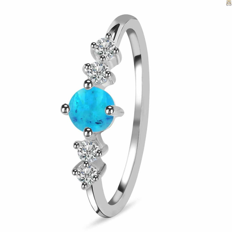 Turquoise & White Topaz Ring