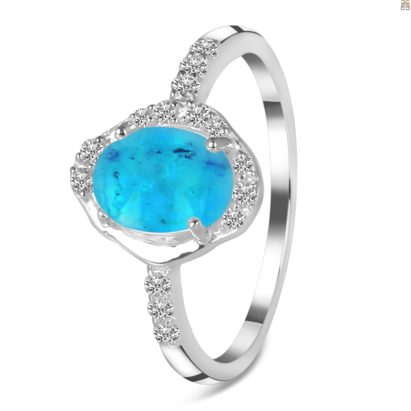 Turquoise & White Topaz Ring