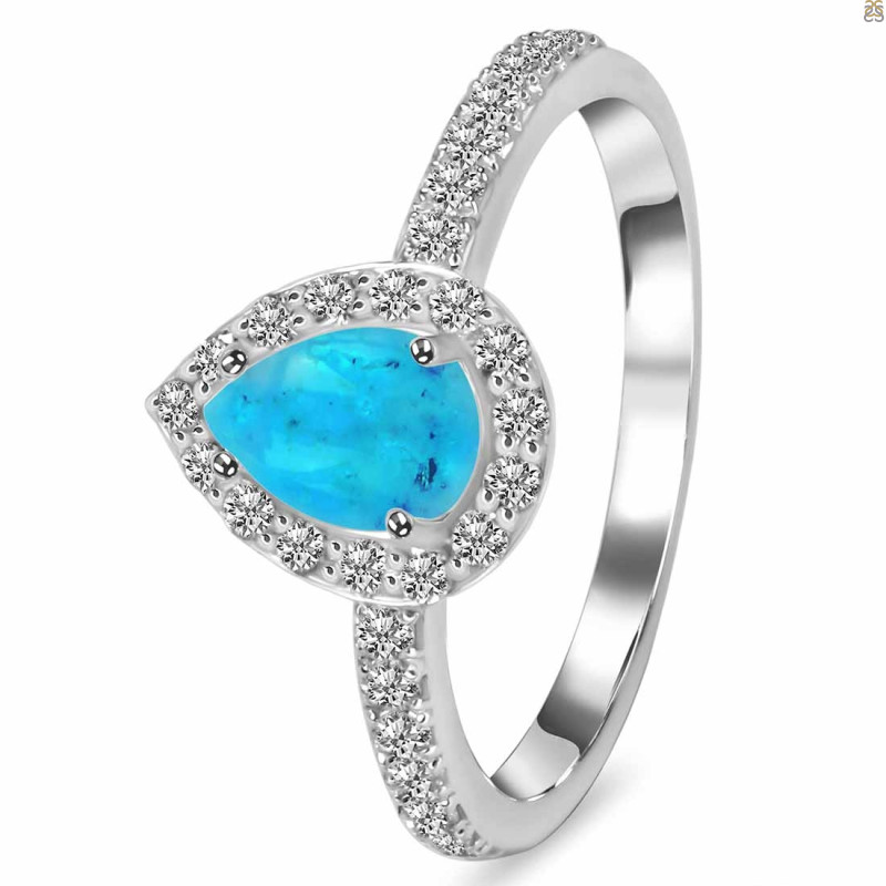 Turquoise & White Topaz Ring