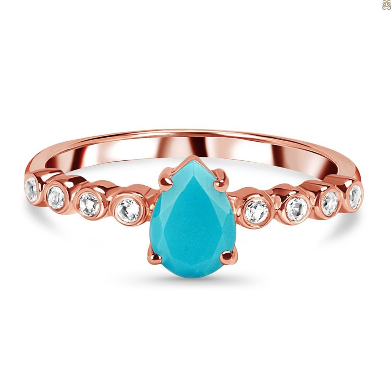 Turquoise & White Topaz Ring TRQ-RR-419D.