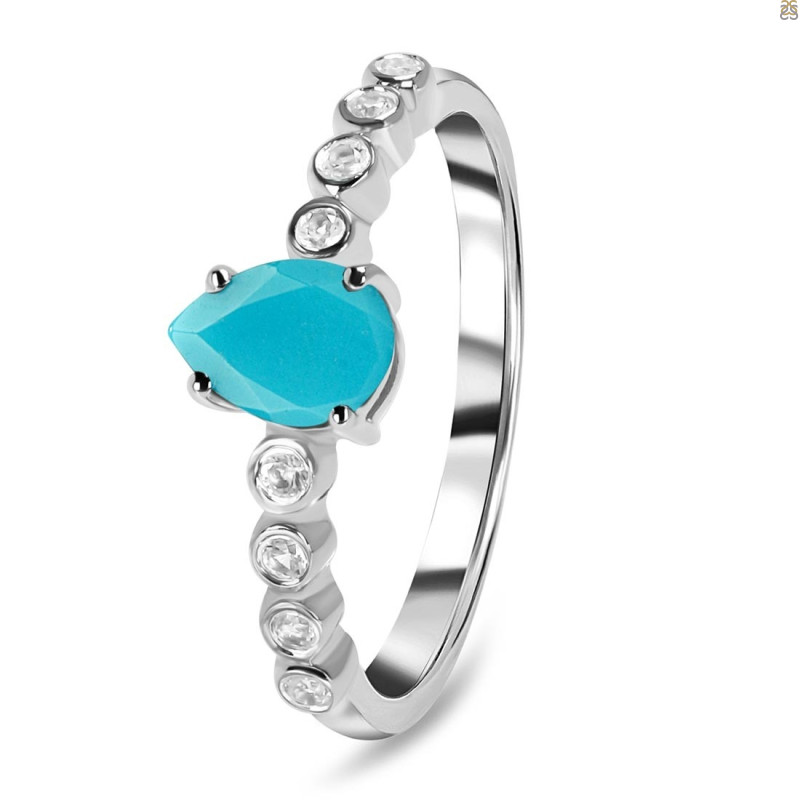 Turquoise & White Topaz Ring