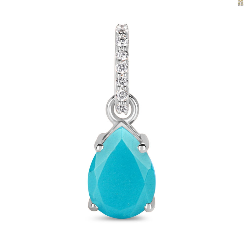 Turquoise & White Topaz Pendant TRQ-RP-76.